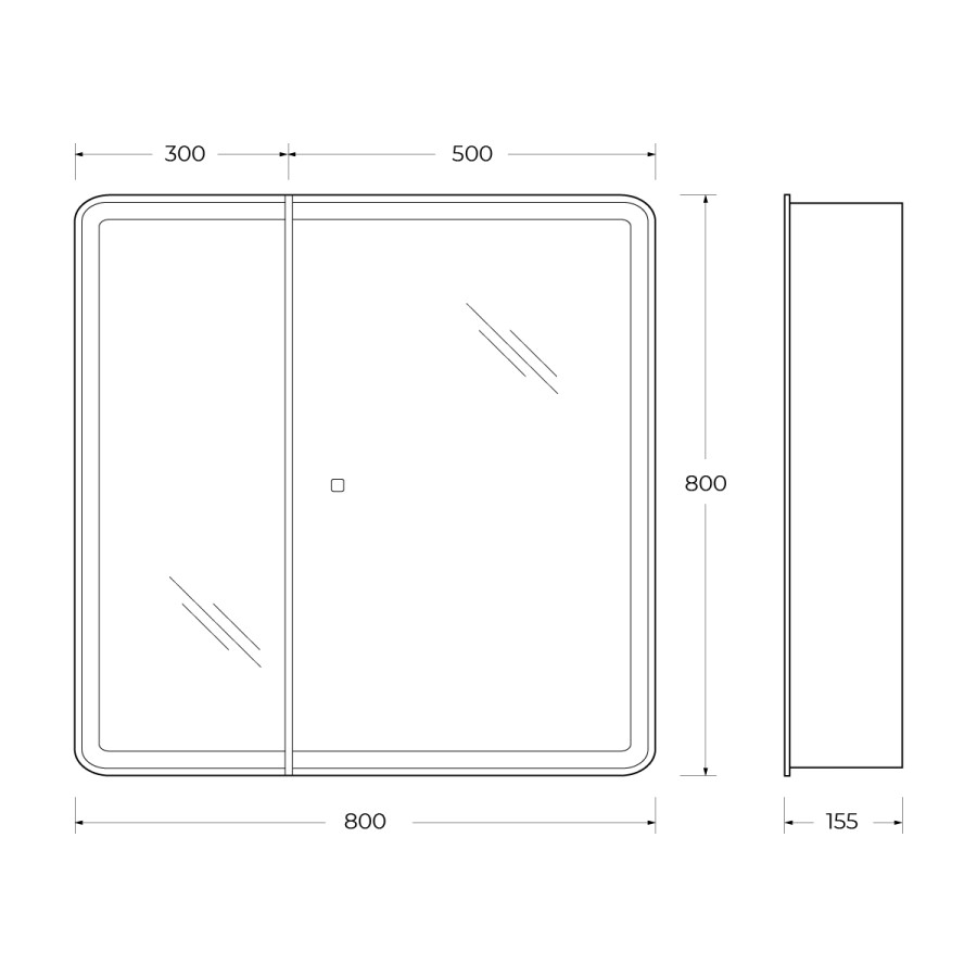 Зеркало-шкаф BelBagno Marino SPC-MAR-800/800-2A-LED-TCH 80х80 с подсветкой