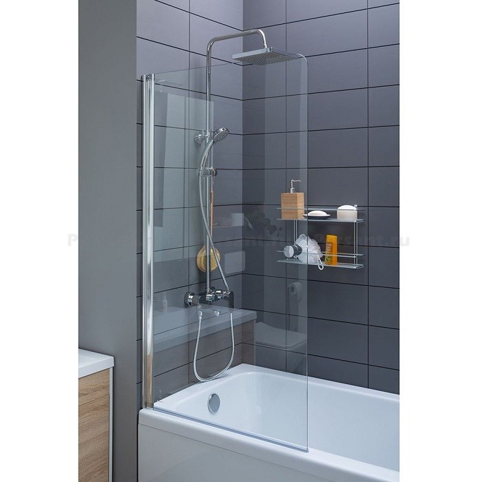 Шторка для ванны Aquanet Alfa 75x135 NF6211, стекло прозрачное, профиль хром