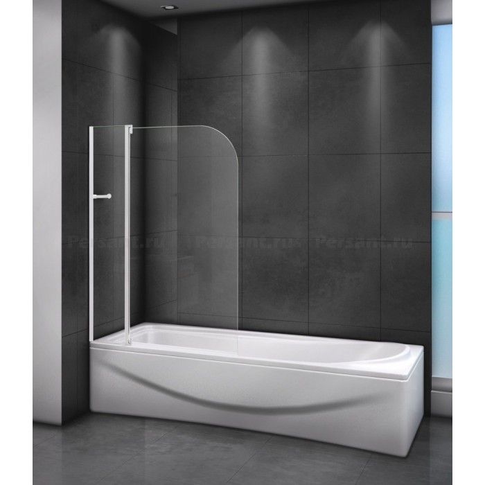 Шторка на ванну Cezares Relax 100 RELAX-V-11-100/140-C-Bi профиль белый стекло прозрачное