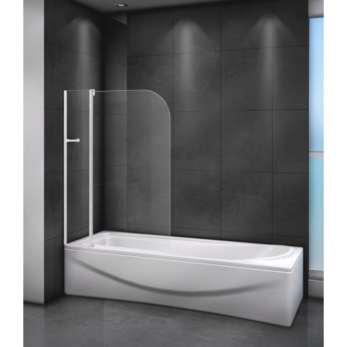Шторка на ванну Cezares Relax 100 RELAX-V-11-100/140-C-Bi профиль белый стекло прозрачное