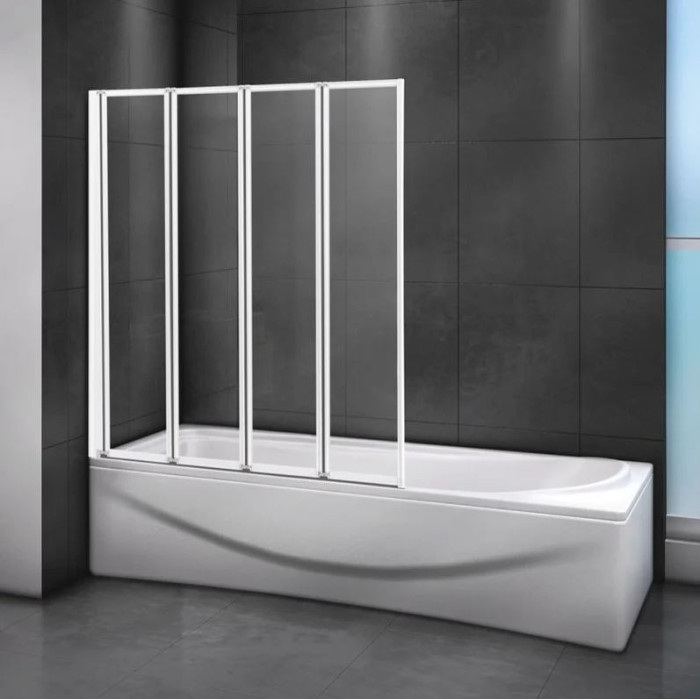 Шторка на ванну Cezares Relax 100 RELAX-V-4-100/140-C-Bi профиль белый стекло прозрачное