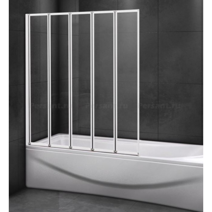 Шторка на ванну Cezares Relax 120 RELAX-V-5-120/140-P-Bi профиль белый стекло рифленое