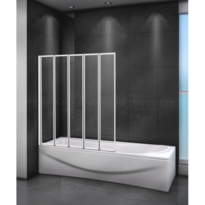 Шторка на ванну Cezares Relax 120 RELAX-V-5-120/140-P-Bi профиль белый стекло рифленое