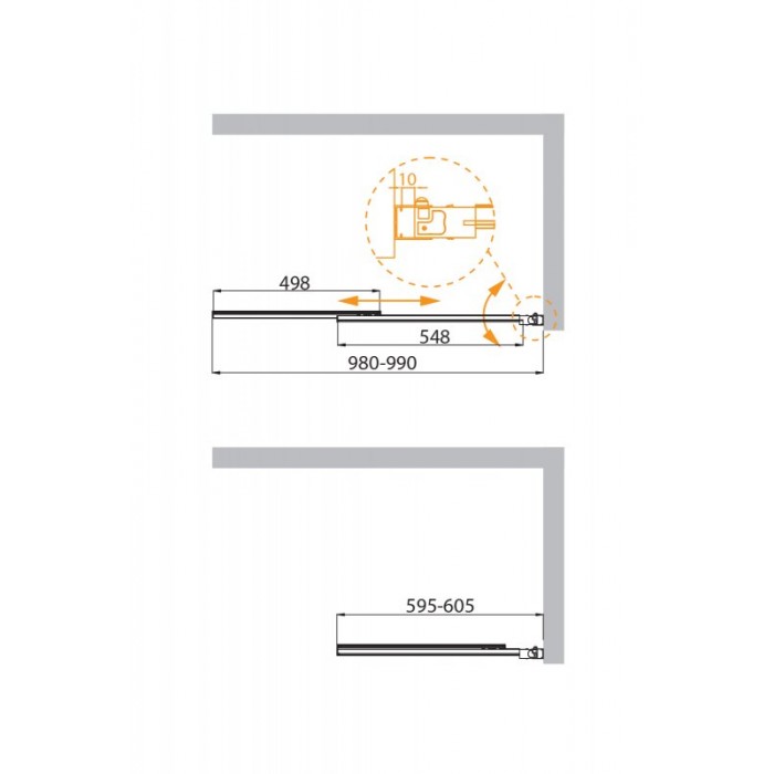 Шторка для ванны Cezares Slider 100 SLIDER-VF-11-100/150-C-Cr профиль хром стекло прозрачное
