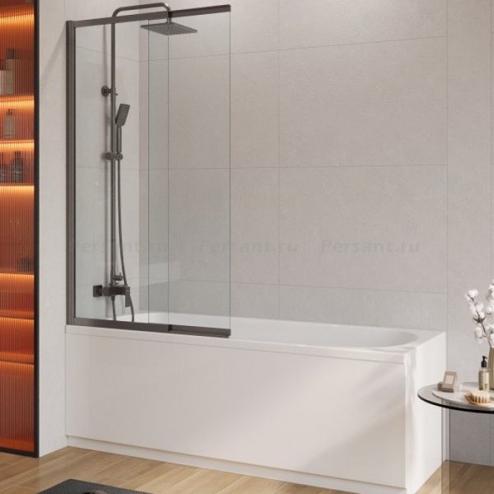 Шторка для ванны Cezares Slider 90 SLIDER-VF-11-90/150-C-GM оружейная сталь стекло прозрачное