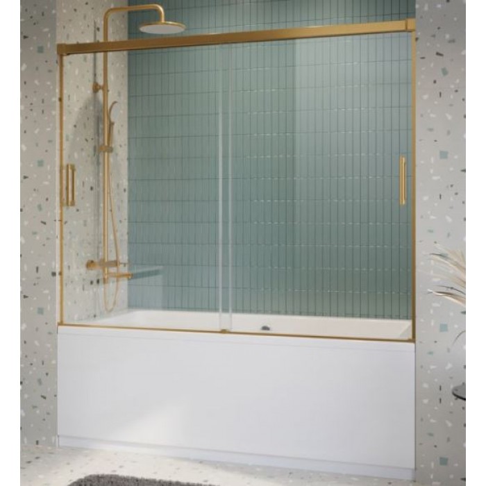 Шторка на ванну Cezares Tandem-Soft 180 TANDEM-SOFT-VF-2-180/145-C-BORO-IV золото брашированное стекло прозрачное