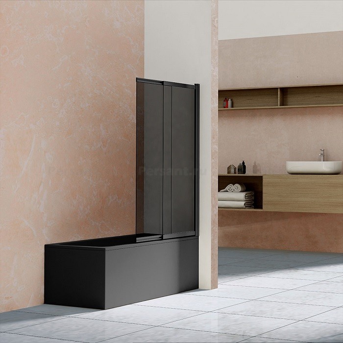 Шторка для ванны Vincea 100 VSB-1E100CGB черная, тонированное стекло