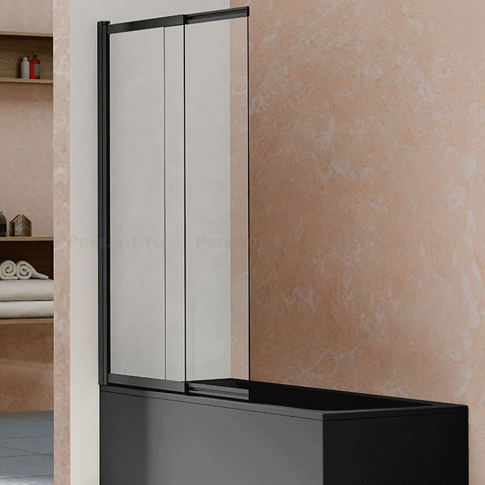Шторка для ванны Vincea 100 VSB-1E100CLB черная, прозрачное стекло