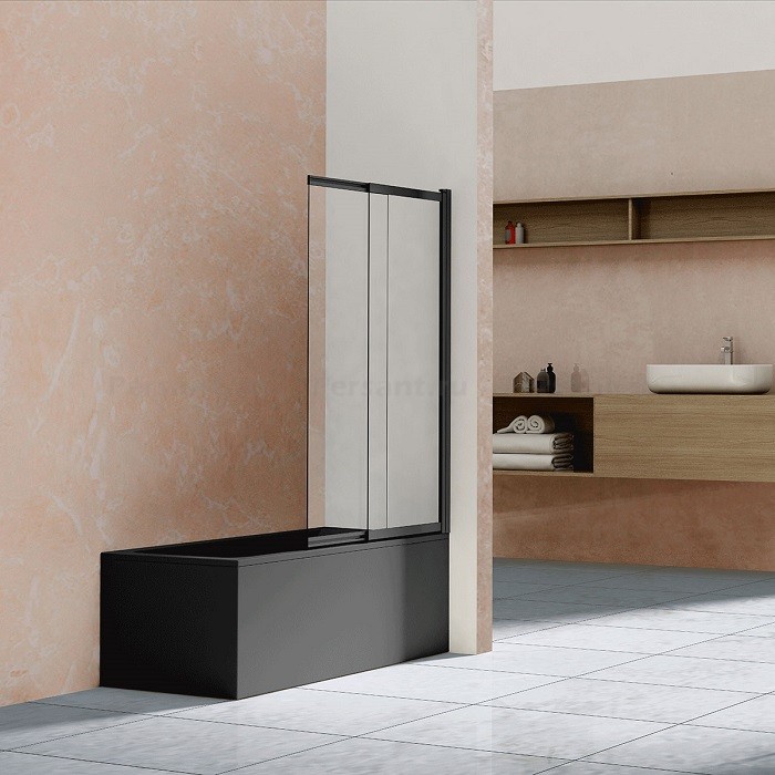 Шторка для ванны Vincea 100 VSB-1E100CLB черная, прозрачное стекло