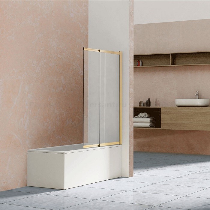 Шторка для ванны Vincea 100 VSB-1E100CLBG золото брашированное, прозрачное стекло