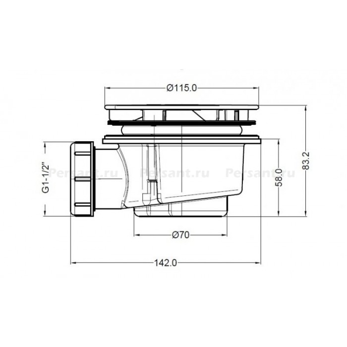 Сифон для поддона Belbagno BB-01-90 без накладки