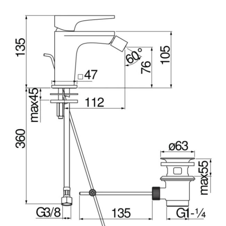 Смеситель для биде Nobili Seven SE124119/1BM черный