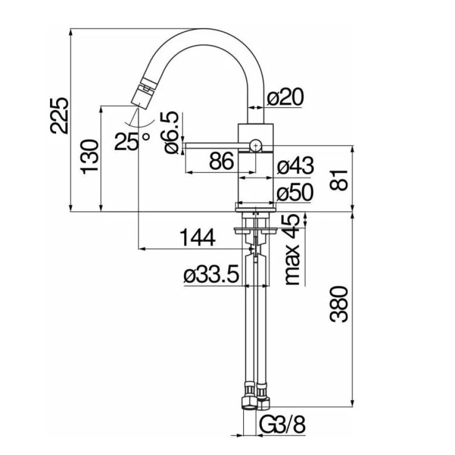 Смеситель для биде Nobili Velis VE125139/3FLP чёрный глянец