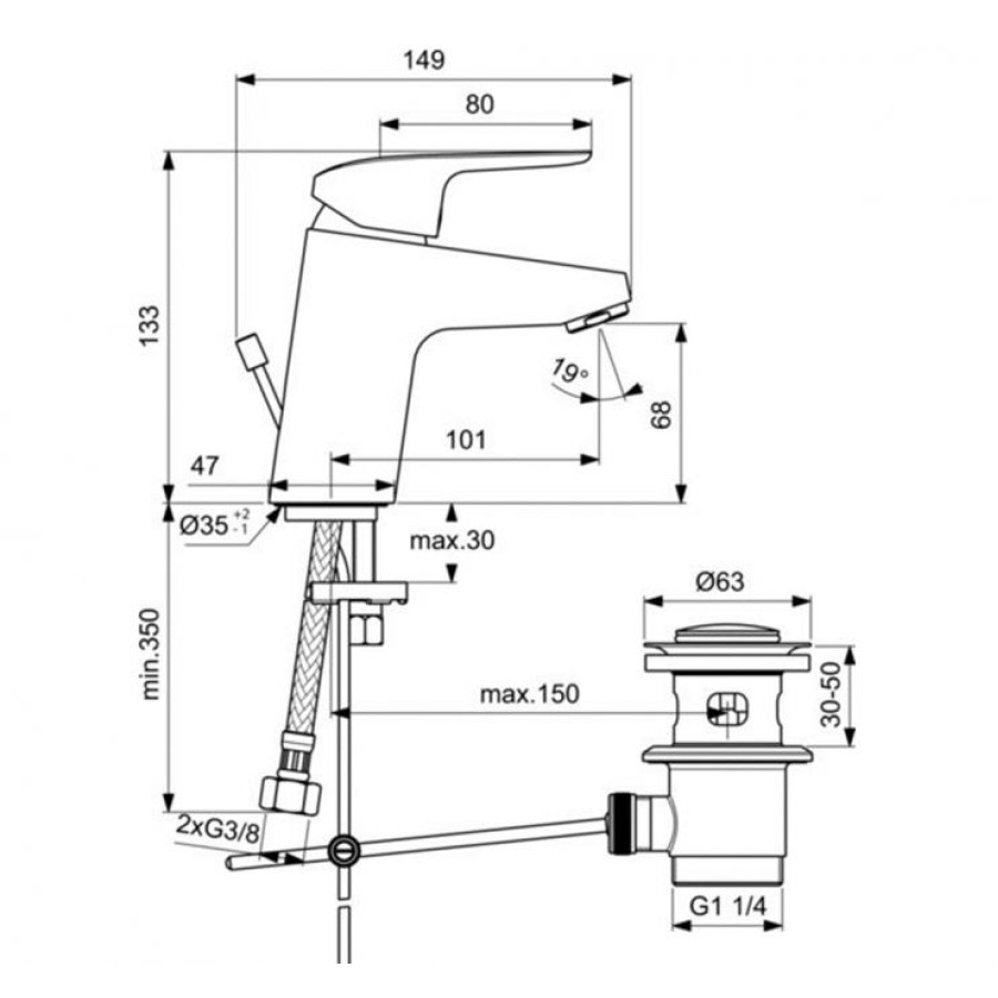 Смеситель для раковины Ideal Standard Ceraflex B1707AA