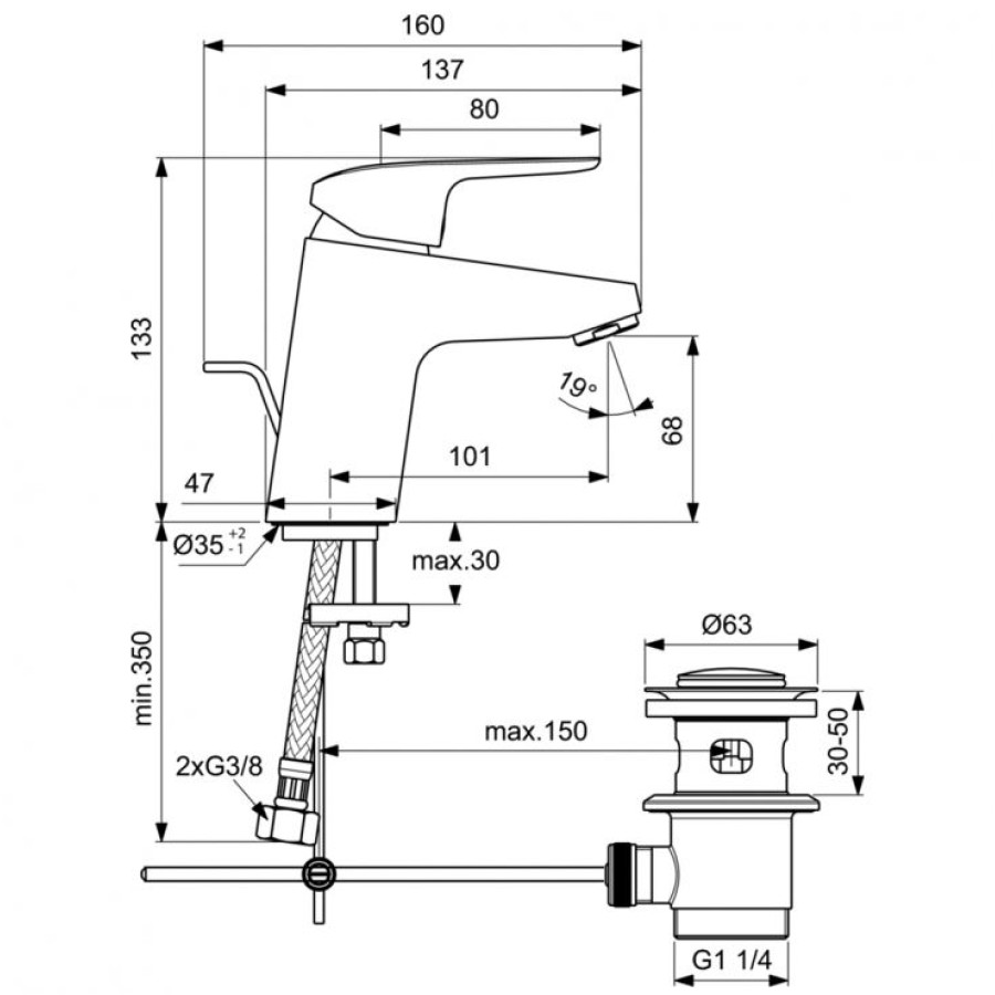 Смеситель для раковины Ideal Standard Ceraflex B1708AA