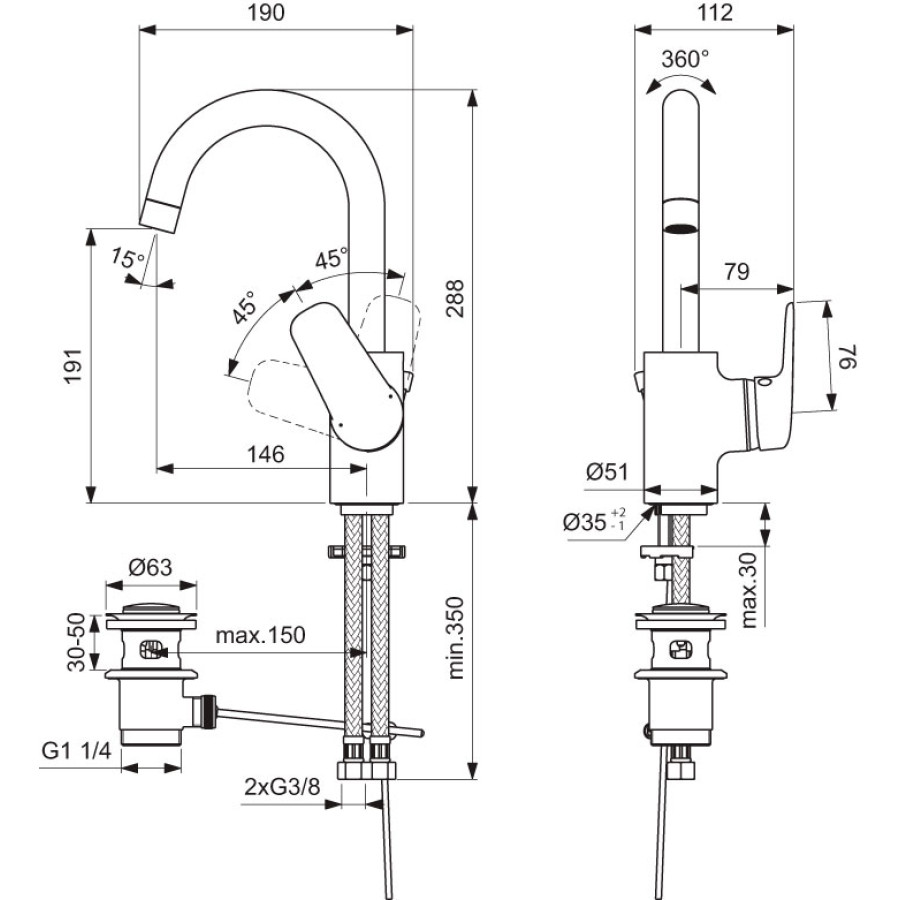 Смеситель для раковины Ideal Standard Ceraflex B1716AA