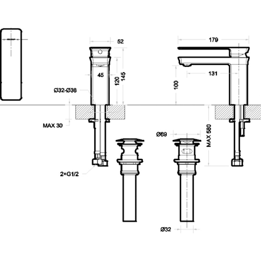 Смеситель для раковины Bravat Phillis F156101C-ENG