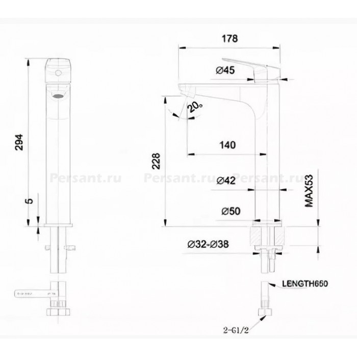 Смеситель для раковины Bravat Rhein F1429564CP-A-ENG хром