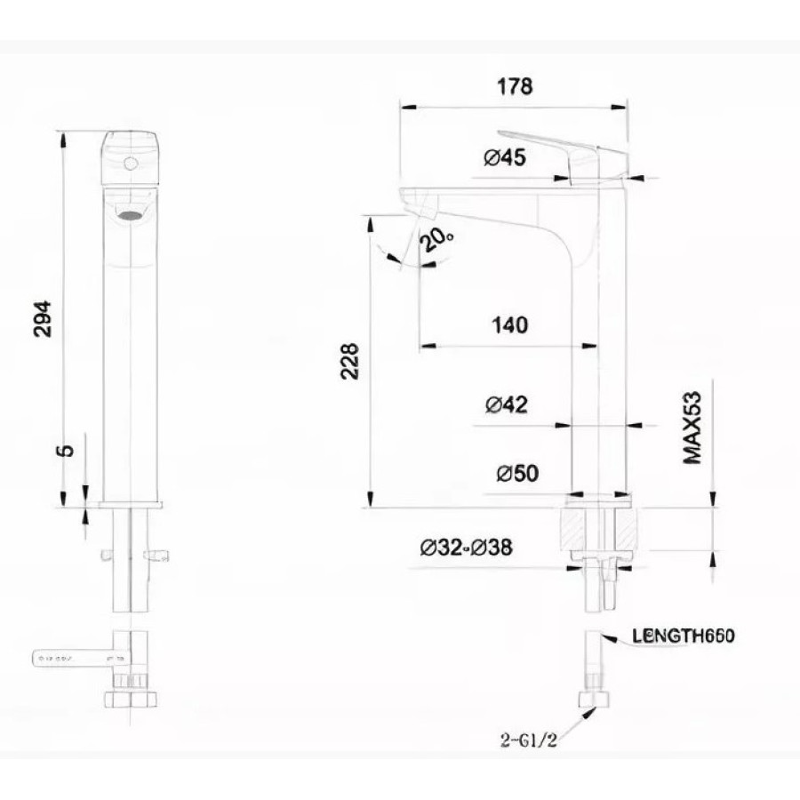 Смеситель для раковины Bravat Rhein F1429564CP-A-ENG