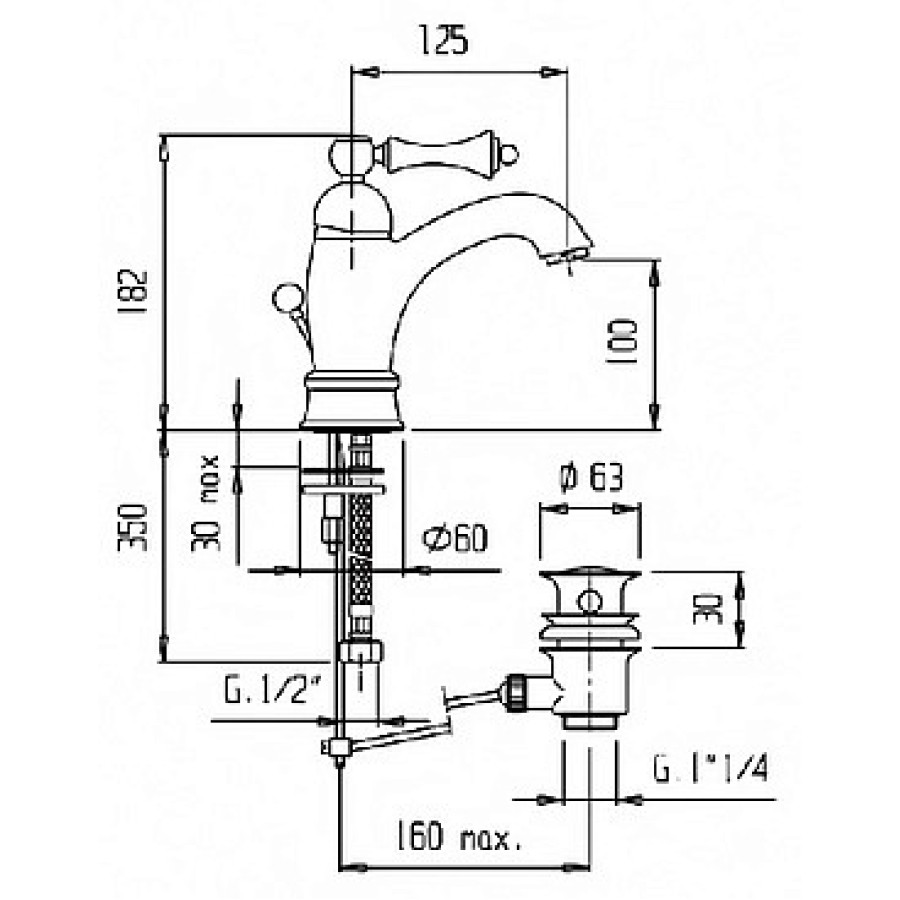 Смеситель для раковины Cezares Margot MARGOT-LSM1-01-Bi/A