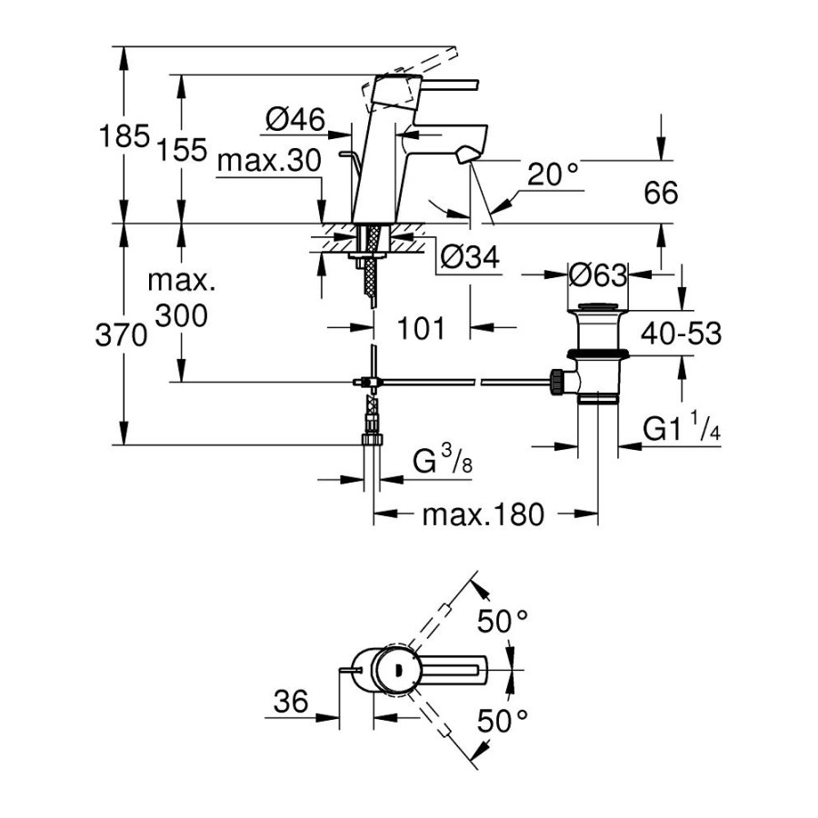 Смеситель для раковины Grohe Concetto New 32204001