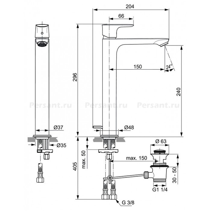 Смеситель для раковины Ideal Standard Connect Air A7025AA хром