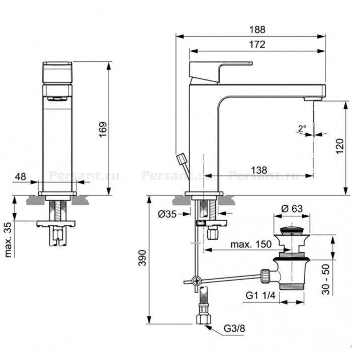 Смеситель для раковины Ideal Standard EDGE A7106AA хром