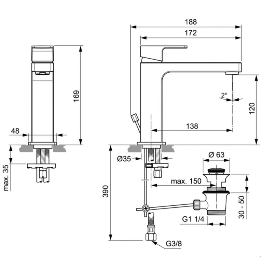 Смеситель для раковины Ideal Standard EDGE A7106AA