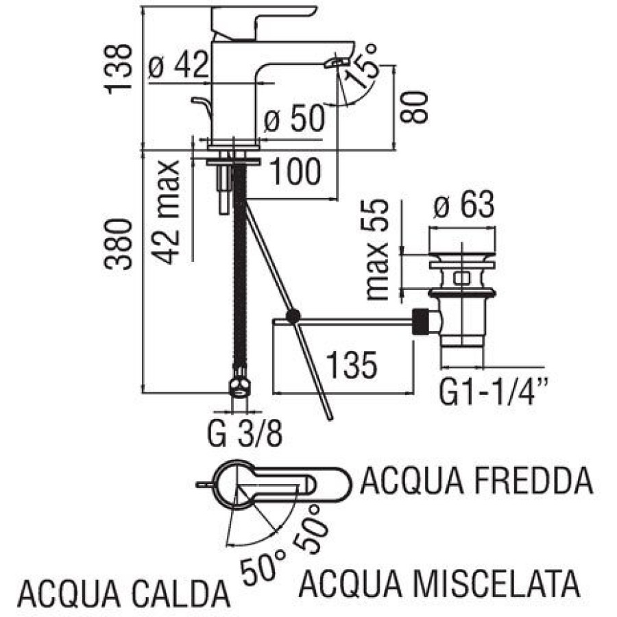 Смеситель для раковины Nobili Abc AB87118/1CR