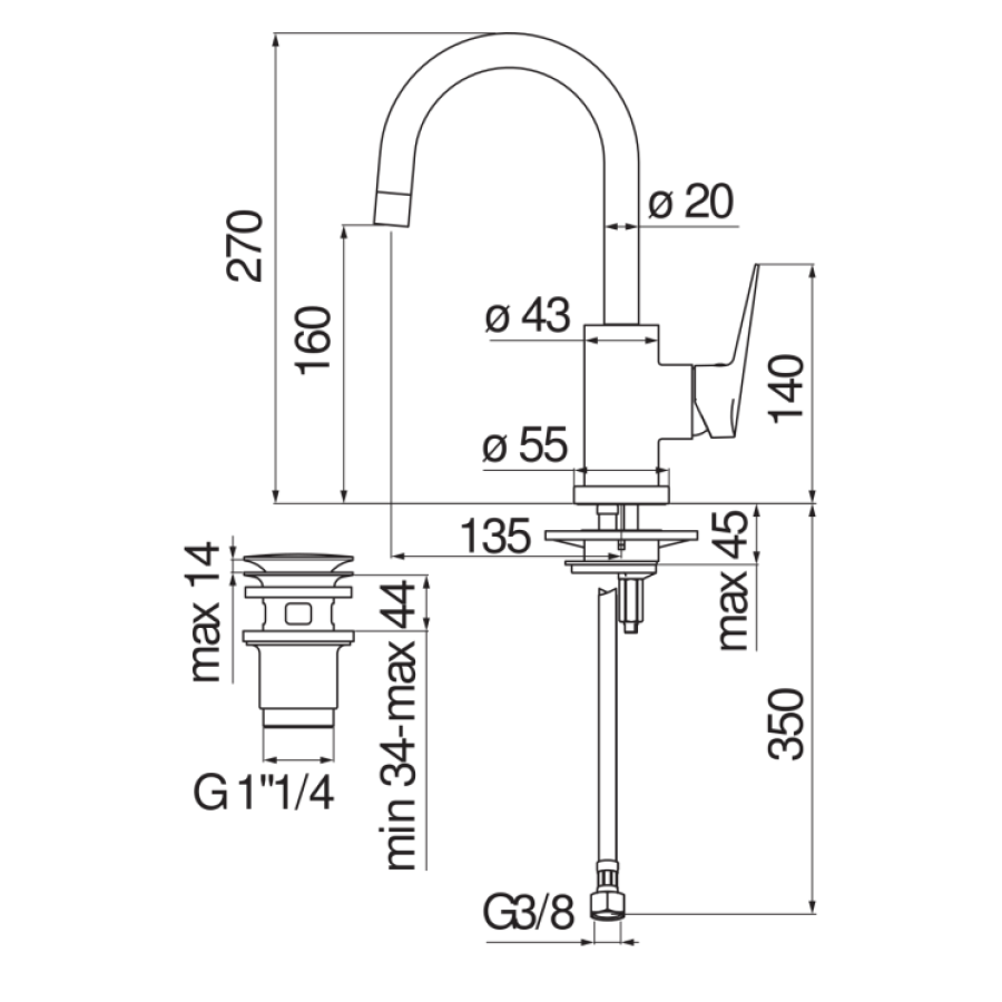 Смеситель для раковины Nobili Blues BS101338/2CR