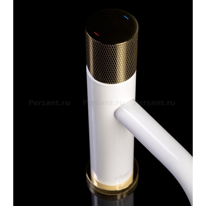 Смеситель для раковины Boheme Stick 121-WG.2 белый/золото
