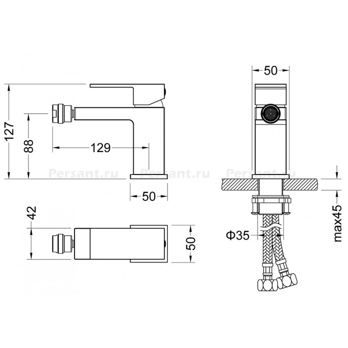 Смеситель для биде Timo Selene 2062/17F золото матовое