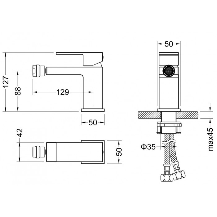 Смеситель для биде Timo Selene 2062/03F черный
