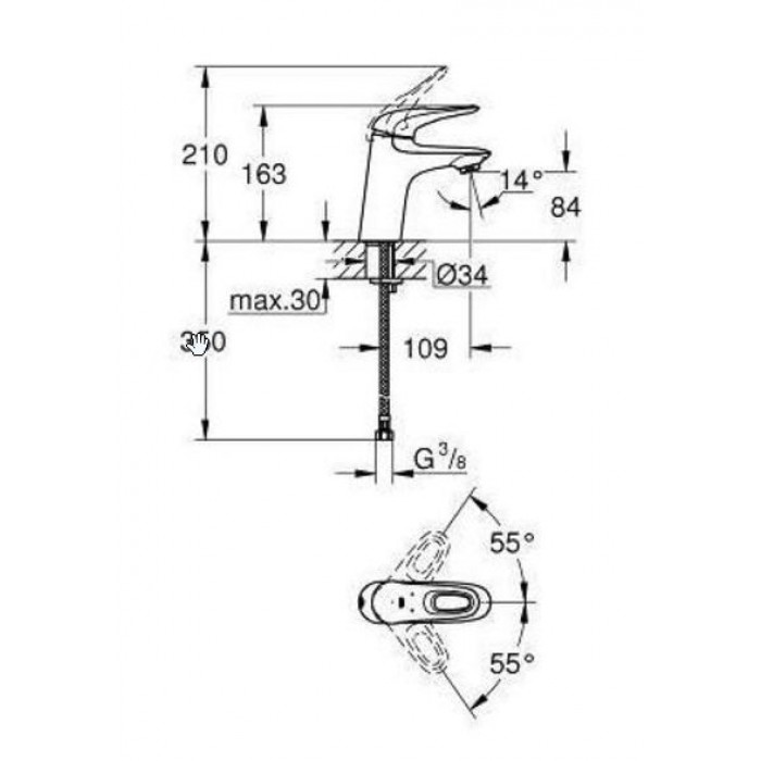 Смеситель для раковины Grohe Eurostyle 23374003 хром