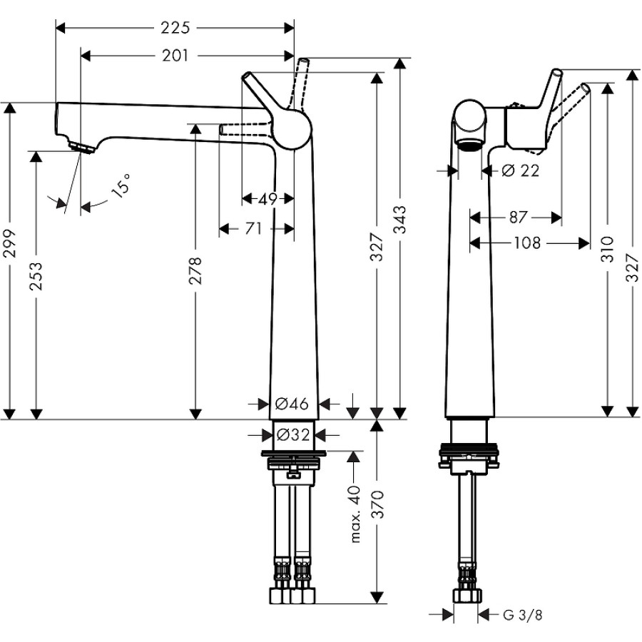 Смеситель для раковины hansgrohe Talis S 250 72116000 без сливного набора, хром