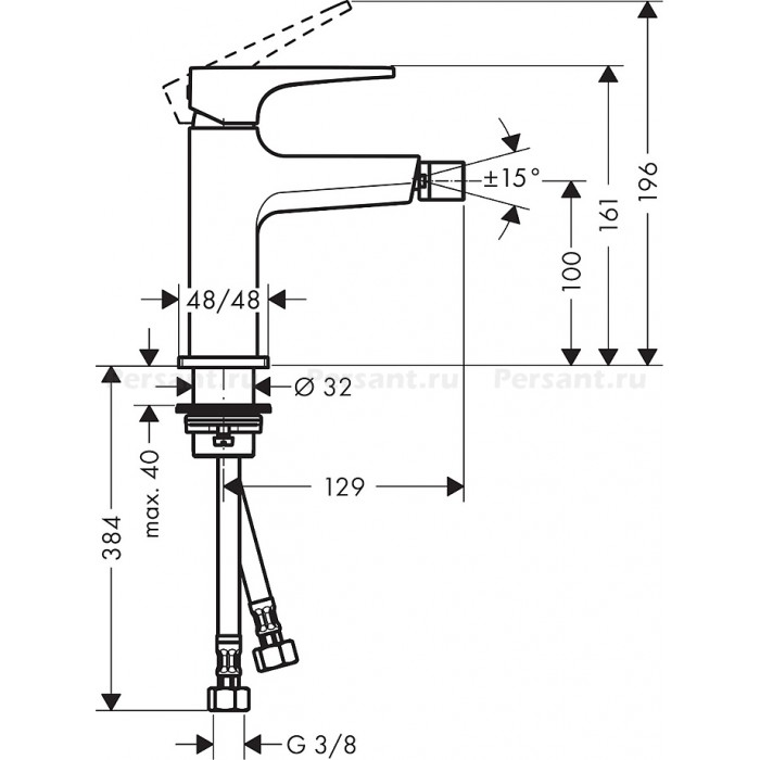 Смеситель для биде Hansgrohe Metropol 32520340 шлифованный черный хром