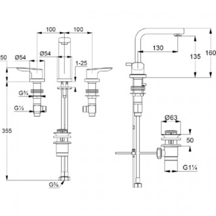 Смеситель для раковины Kludi PURE&SOLID 343940575 хром
