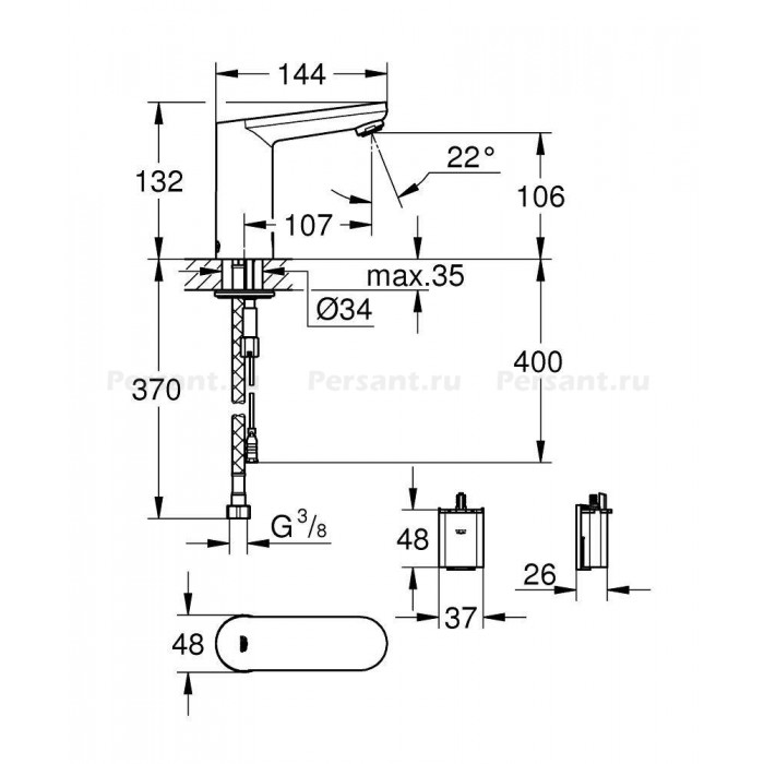 Смеситель для раковины Grohe Eurosmart Cosmopolitan E 36330001 сенсорный, хром