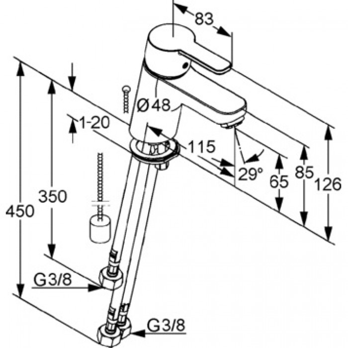 Смеситель для раковины Kludi PURE&EASY 372750565 хром