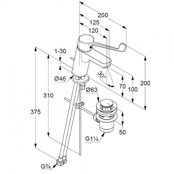 Смеситель для раковины Kludi PURE&EASY 372870565 с донным клапаном, хром
