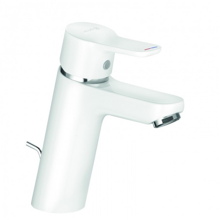 Смеситель для раковины Kludi PURE&EASY 372909165 с донным клапаном, белый/хром