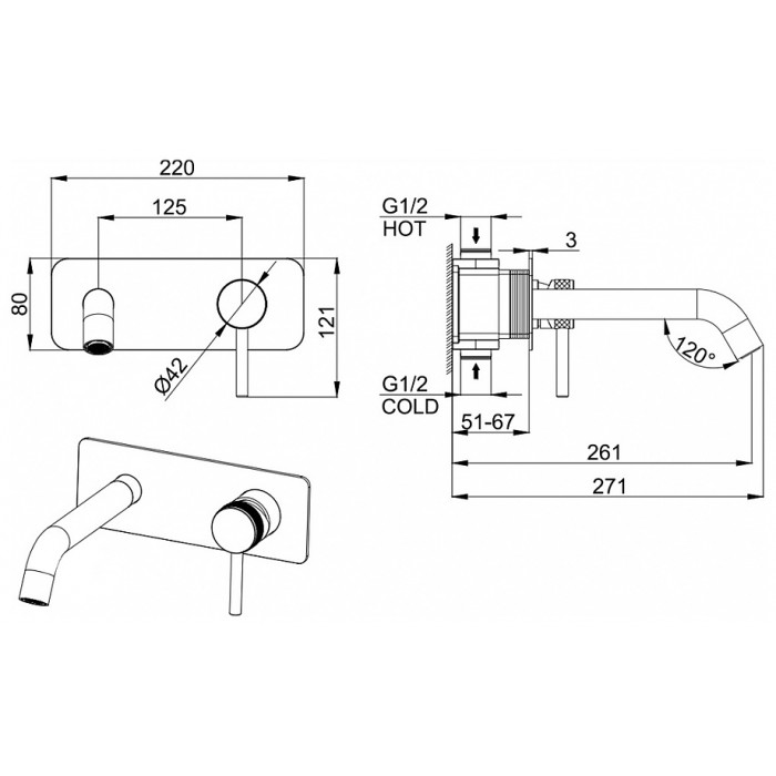 Смеситель для раковины Allen Brau Priority 5.31003-00 встраиваемый, хром