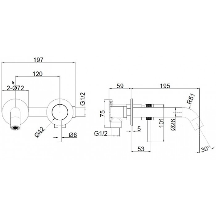 Смеситель для раковины Allen Brau Priority 5.31030-00 встраиваемый, хром