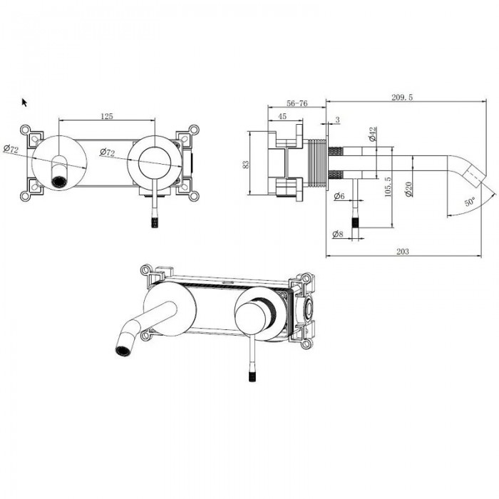 Смеситель для раковины Allen Brau Priority 4.0 5.31C03-MG встраиваемый, графит браш