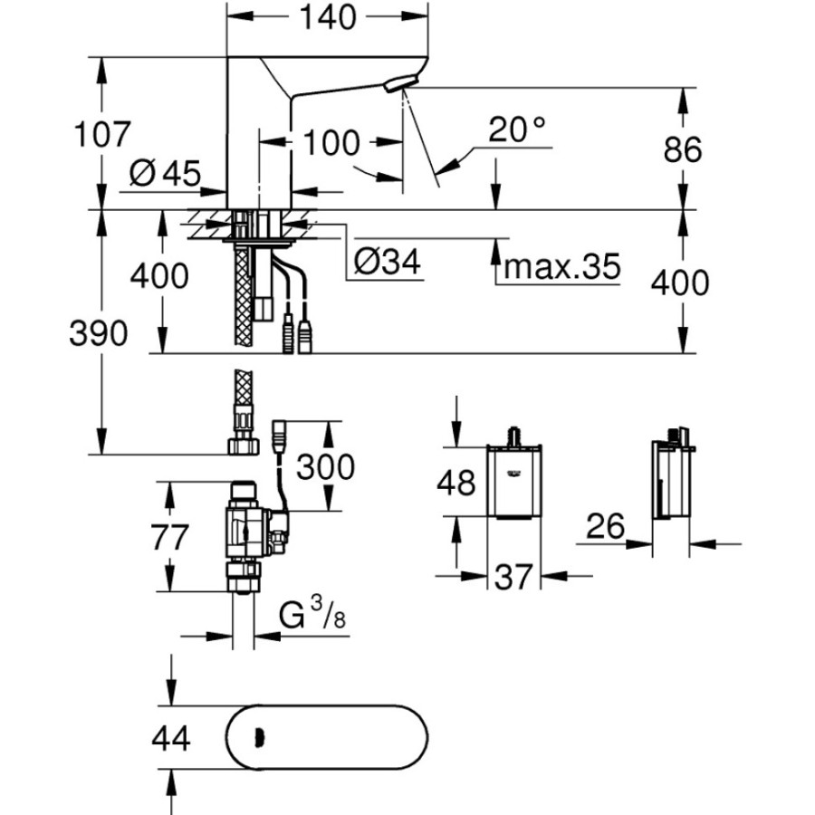 Смеситель для раковины Grohe Euroeco Cosmopolitan E 36271000