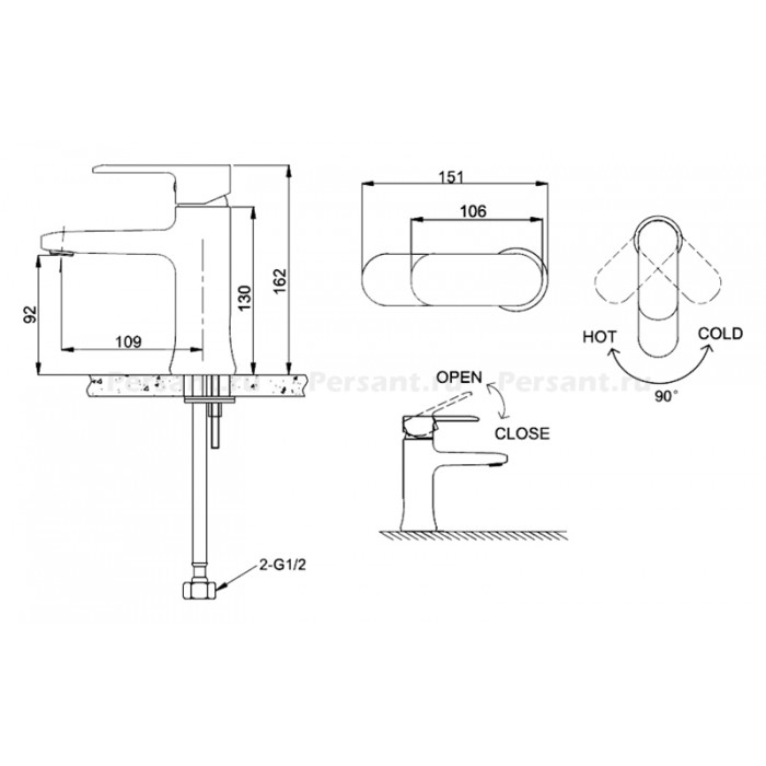 Смеситель для раковины Bravat OPAL F1125183CP-RUS хром