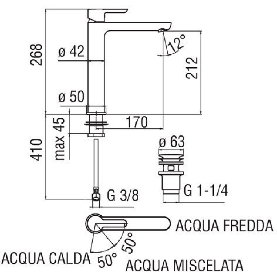 Смеситель для раковины Nobili ABC AB87128/2CR