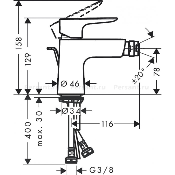 Смеситель для биде Hansgrohe Talis E 71720990 полированное золото