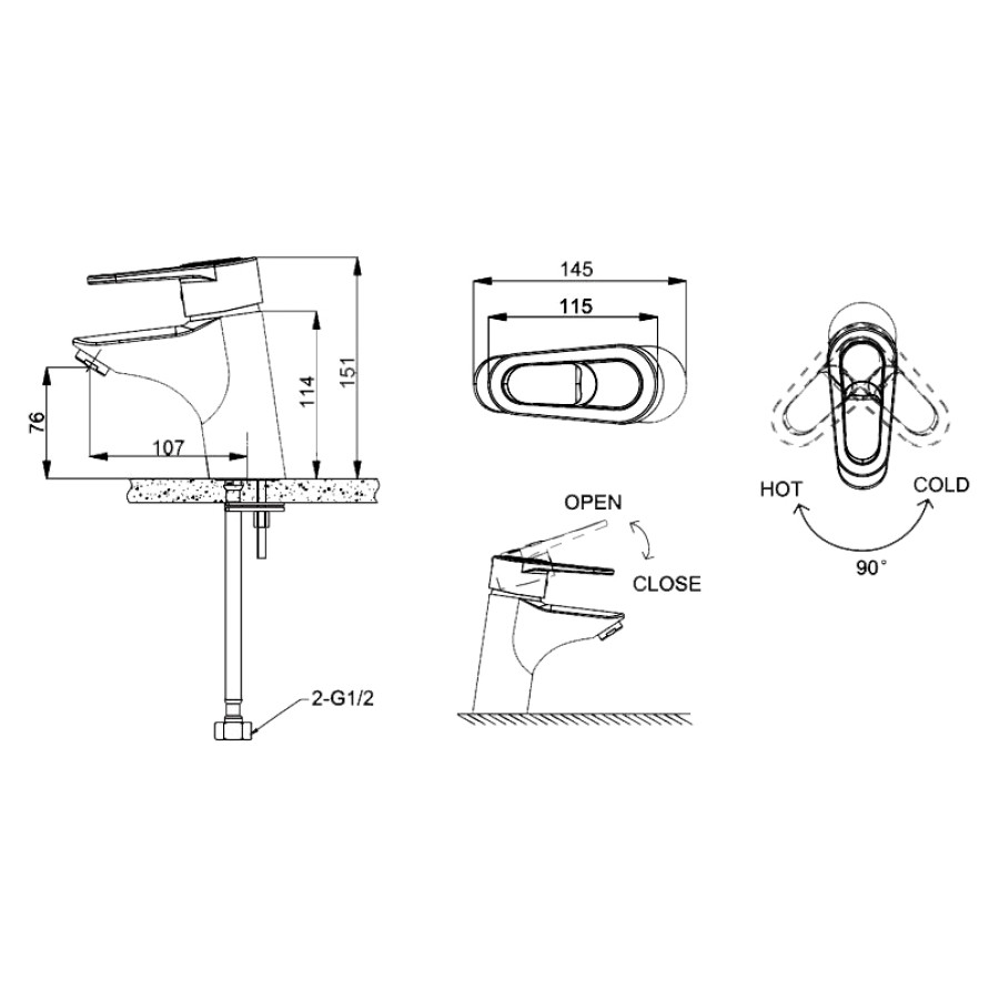 Смеситель для раковины Bravat LOOP F1124182CP-RUS