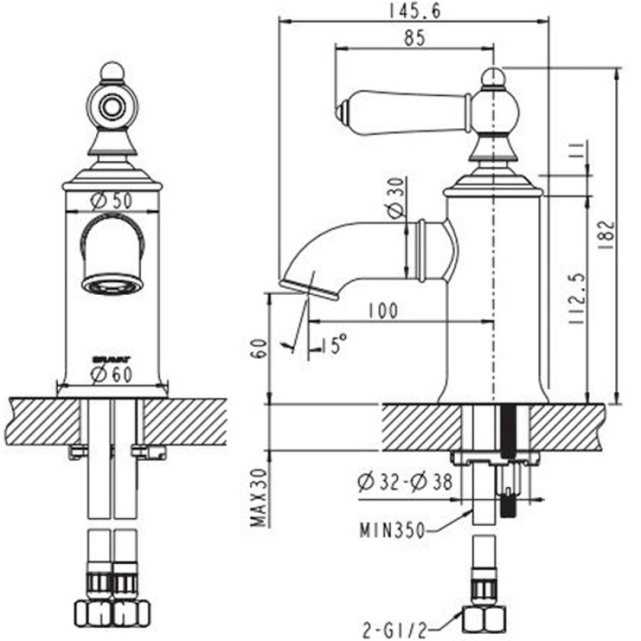 Смеситель для раковины Bravat ART F175109U